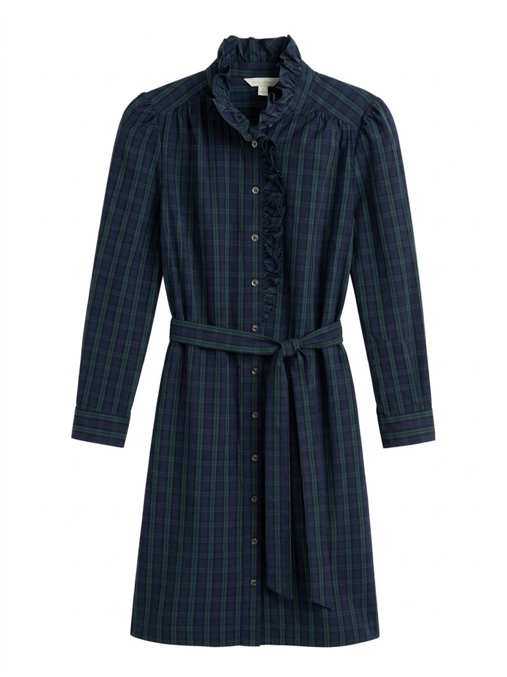 Brooks Brothers Supima Cotton Plaid Ruffle Shirt Dress 4 - Picture 2 of 6